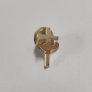 Vintage Lapel Pin Cross Aladdins Genie Lamp Free Masons Shriner Lodge Gold tone